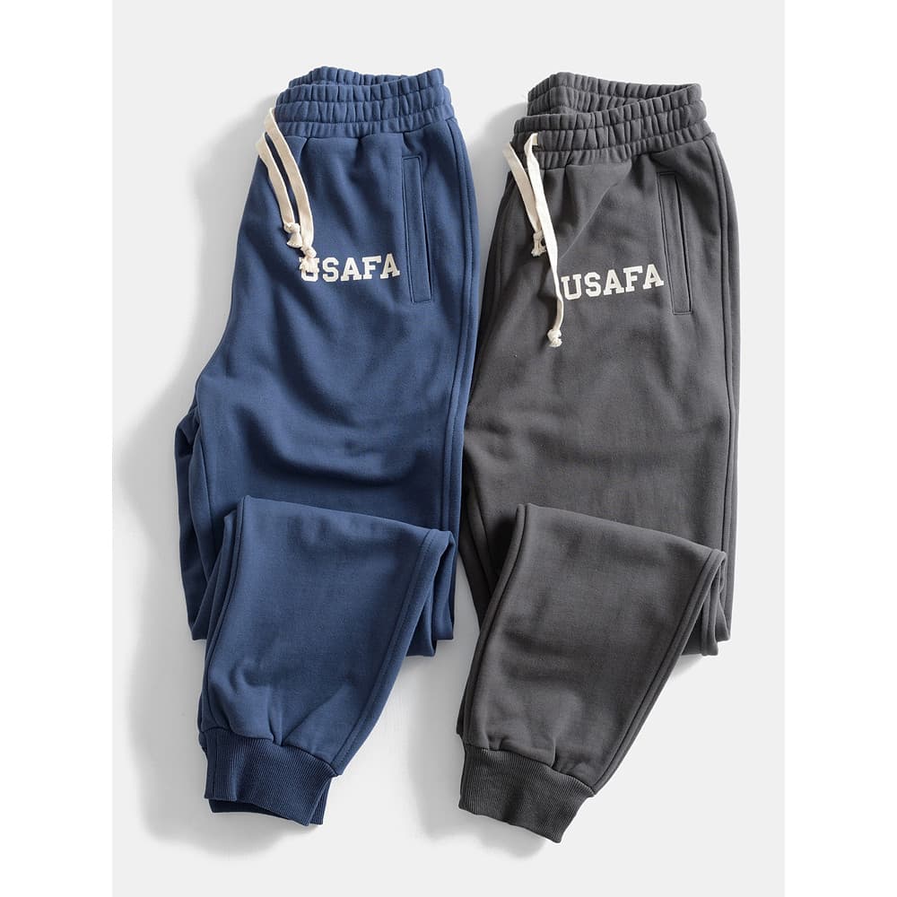 Pesado puro algodão solto outono Casual moletom calças esportivas Leggings de malha Retro japonês calças compridas na mo