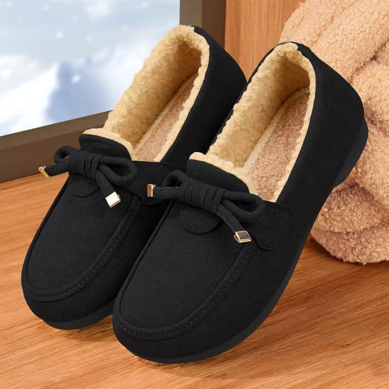 Sapatos de pano antigos de Pequim femininos 2025 outono inverno ervilhas sapatos femininos de lã quente sapatos casuais