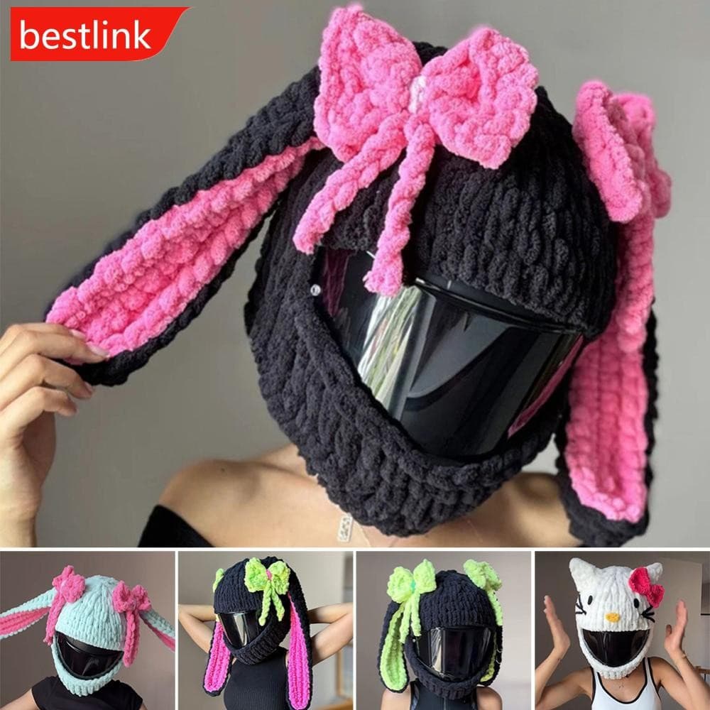 Capa de Capacete de Motocicleta BESTLINK com Orelhas de Coelho de Pelúcia para Decoração de Motocross, Capacete Integral