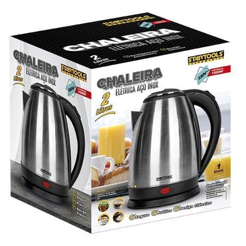 Chaleira Eletrica Capacidade 2 Litros Inox Potente Rápida Economia Energia 220v