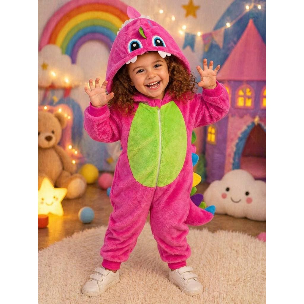 Macacão Pijama Kigurumi Plush - DINOSSAURO ROSA