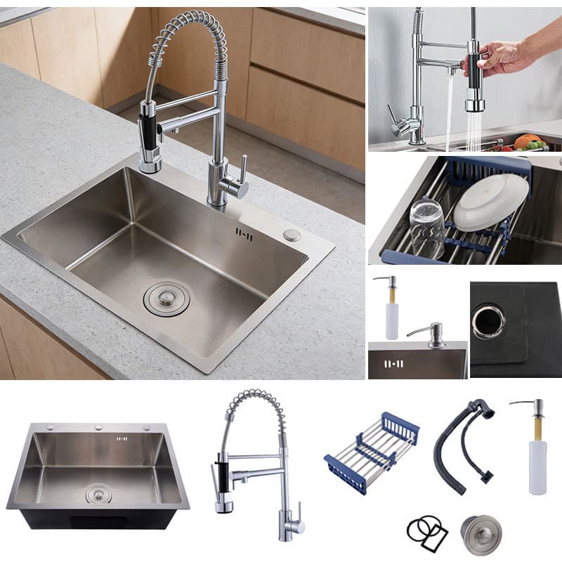 Cuba 60x45 Inox 304 + Torneira Cozinha Bancada Retrátil Quente e Frio
