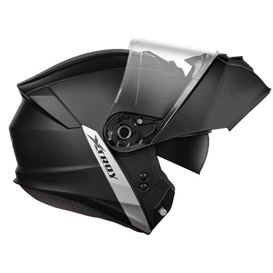 Capacete Escamoteável Motociclista Articulado Robocop Óculos Solar Interno XTROY Premium PRETO FOSCO
