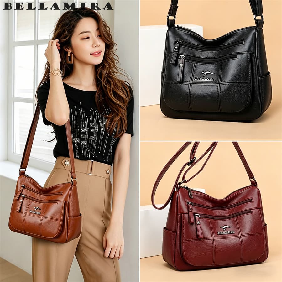 Bolsa Feminina de Grande Capacidade em PU Bolsa Transversal Multifuncional e Casual de Estilo Simples