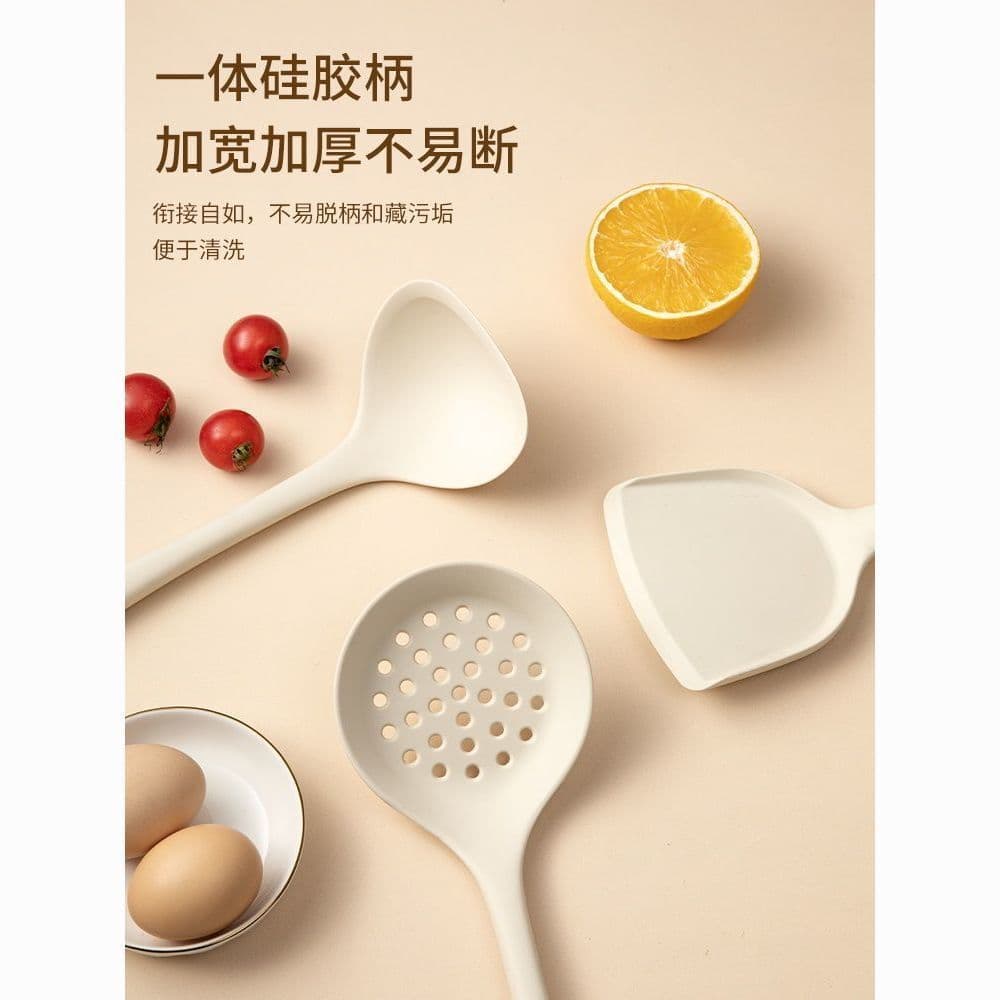 Espátula de silicone estilo japonês Espátula de silicone Colher de sopa Coador Fogão elétrico Resistente a altas tempera