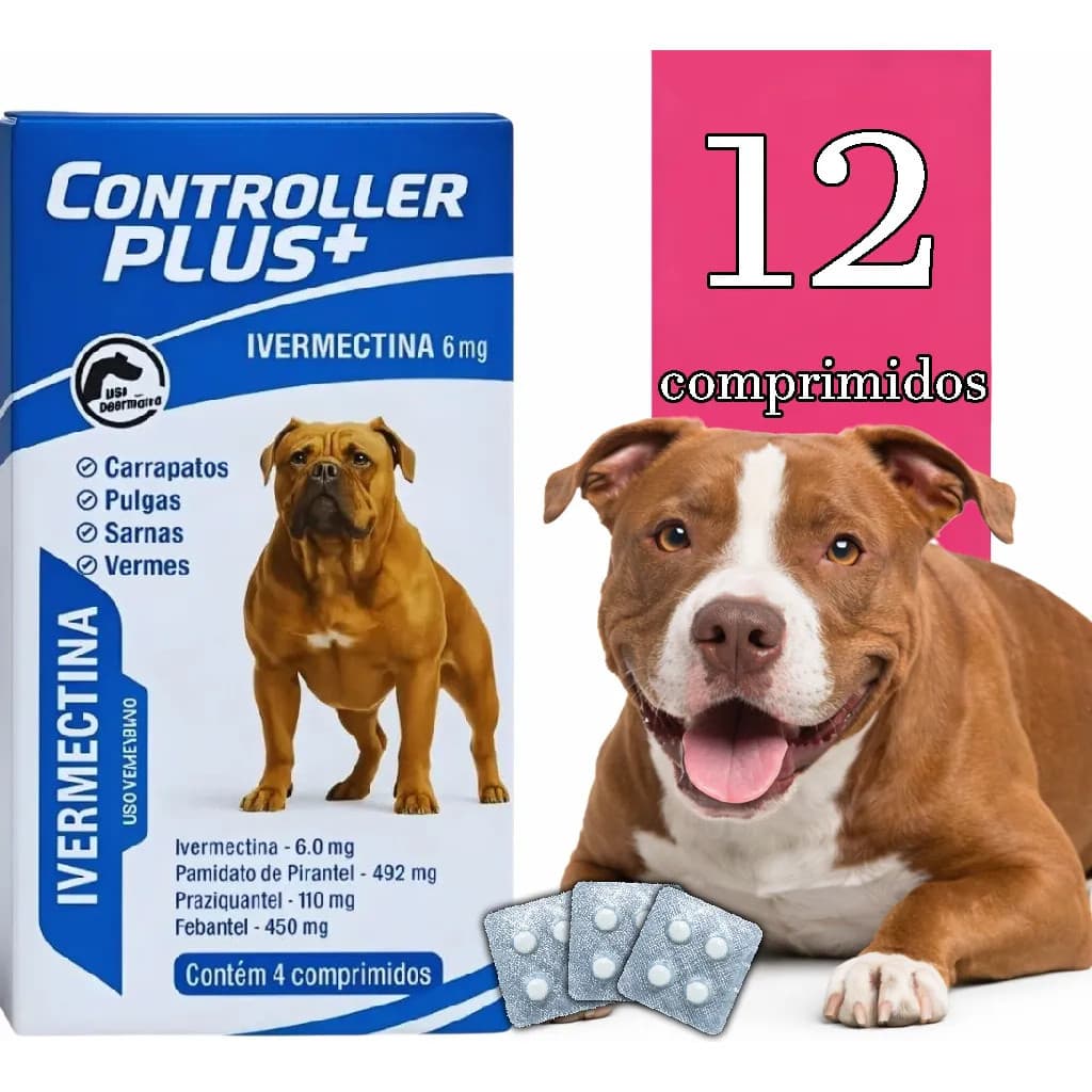 Remédio Anti Pulgas, Carrapatos, Sarnas E Vermes 12 Comp