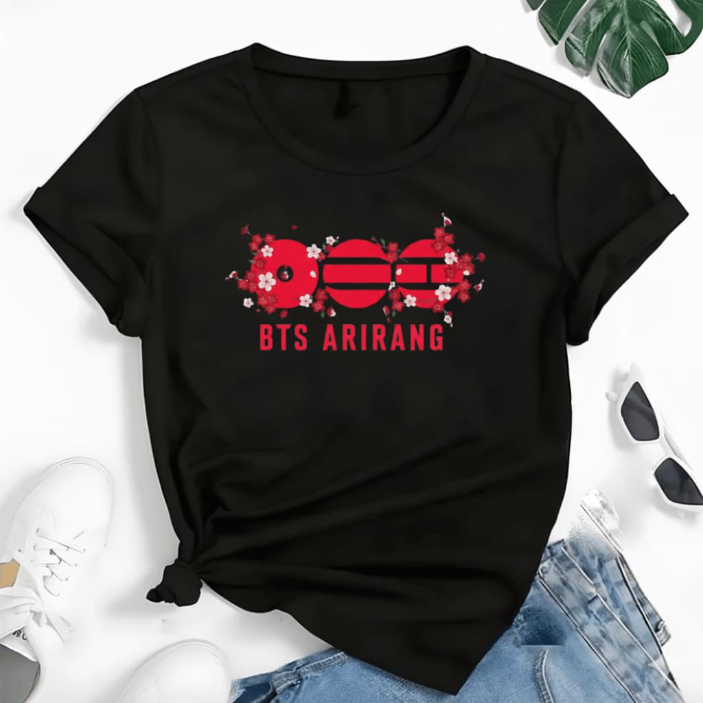 Camiseta BTS Arirang Floral, Turnê Brasil 2026 Blusa Feminina KPOP 100% Algodao Premium Envio Rapido