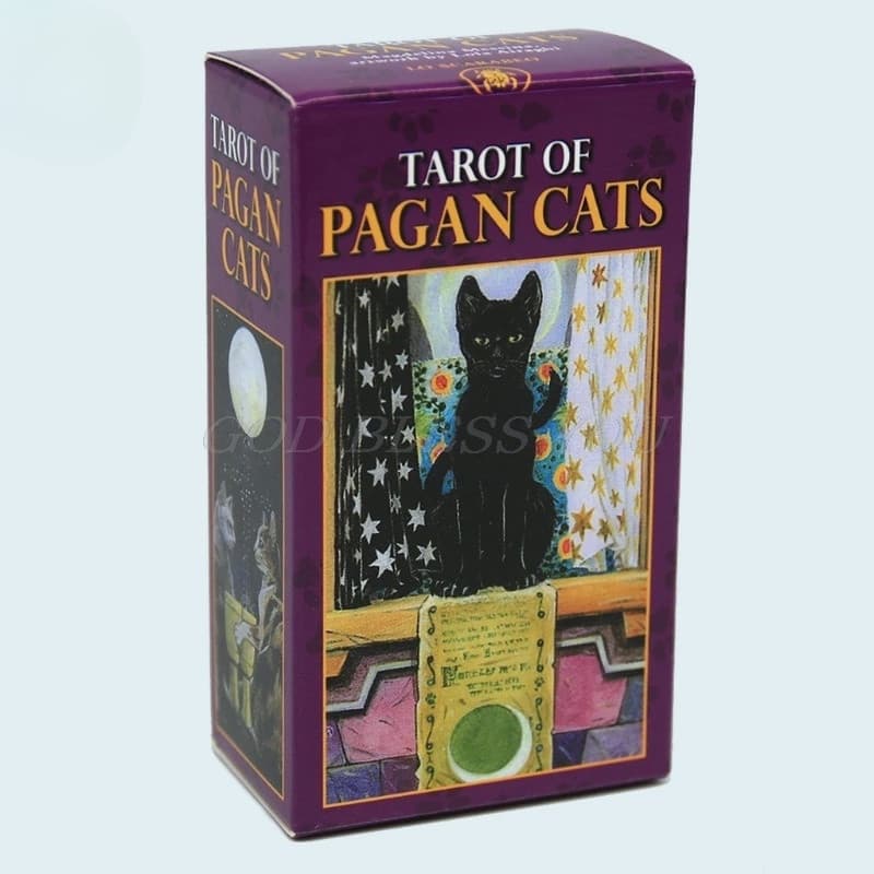 O Baralho de Tarot Pagan Cat, contendo 78 cartas, é um jogo de tabuleiro completo adequado para famílias, com cartas em