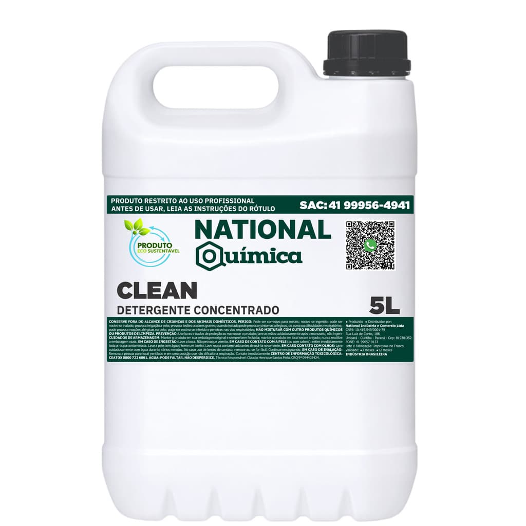 Detergente Concentrado 5 L Clean National Química