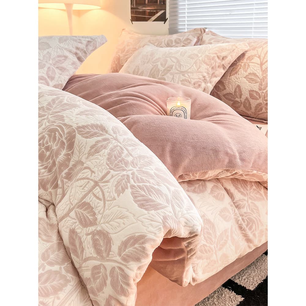Grosso esculpido leite velo conjunto de quatro peças 2026 novo estilo Coral velo cama inverno flanela folha colcha capa