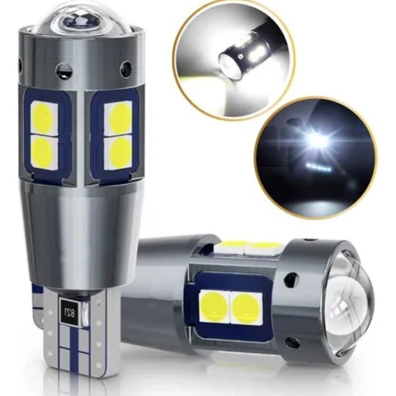 2pcs Lâmpadas LED T10 Projetor Canbus universal 6.000k Extra Forte