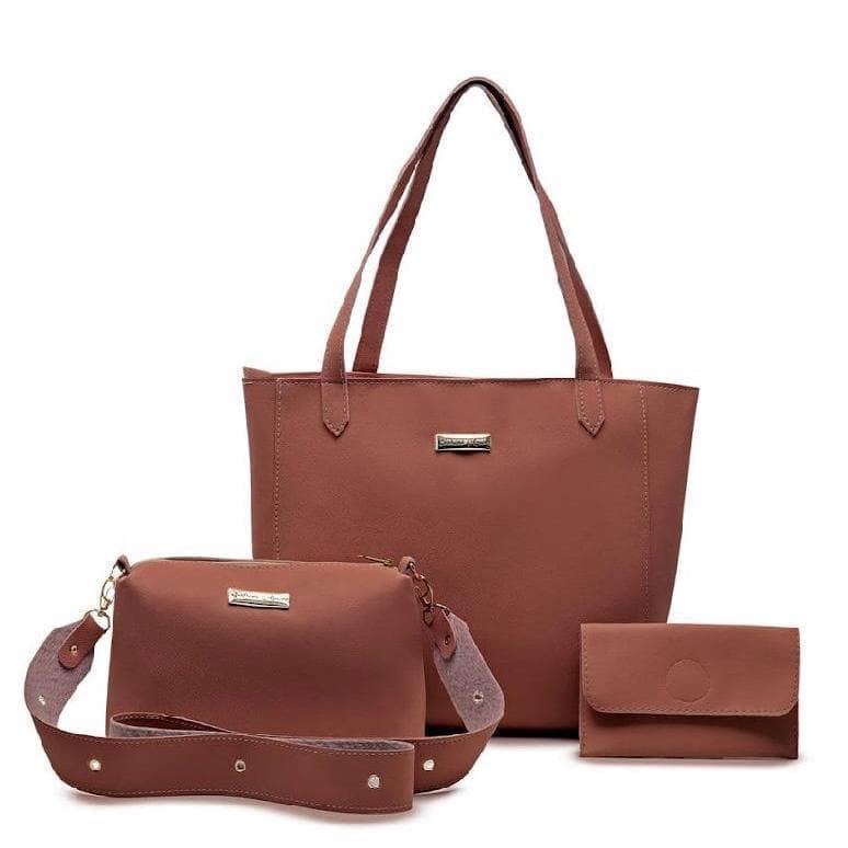 Kit Bolsa Sacola + Bolsinha + Carteira Conjunto Perfeito Para o Seu Dia A Dia Promoção