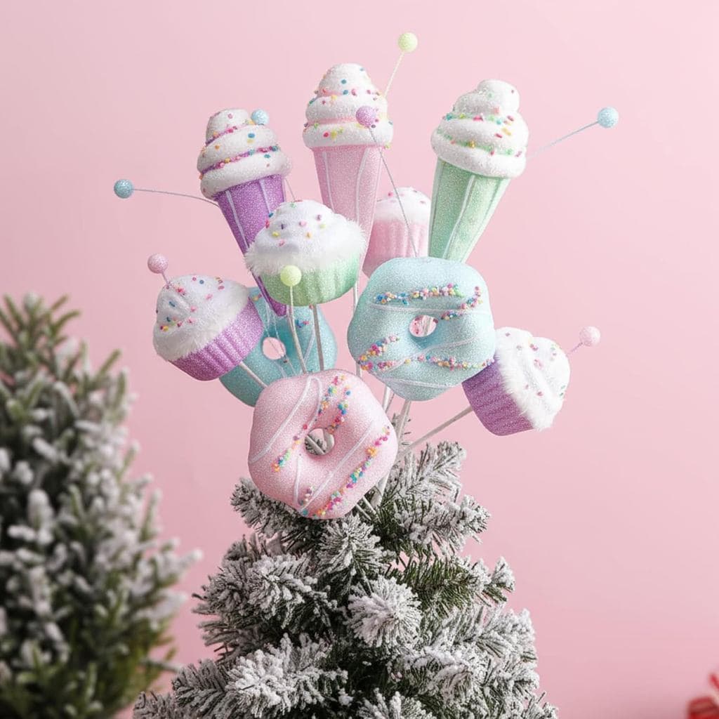 4 Peças de Decorações Pastel para o Topo da Árvore de Natal de 14,96 Polegadas, Enfeites para Árvore, Enfeites de Natal