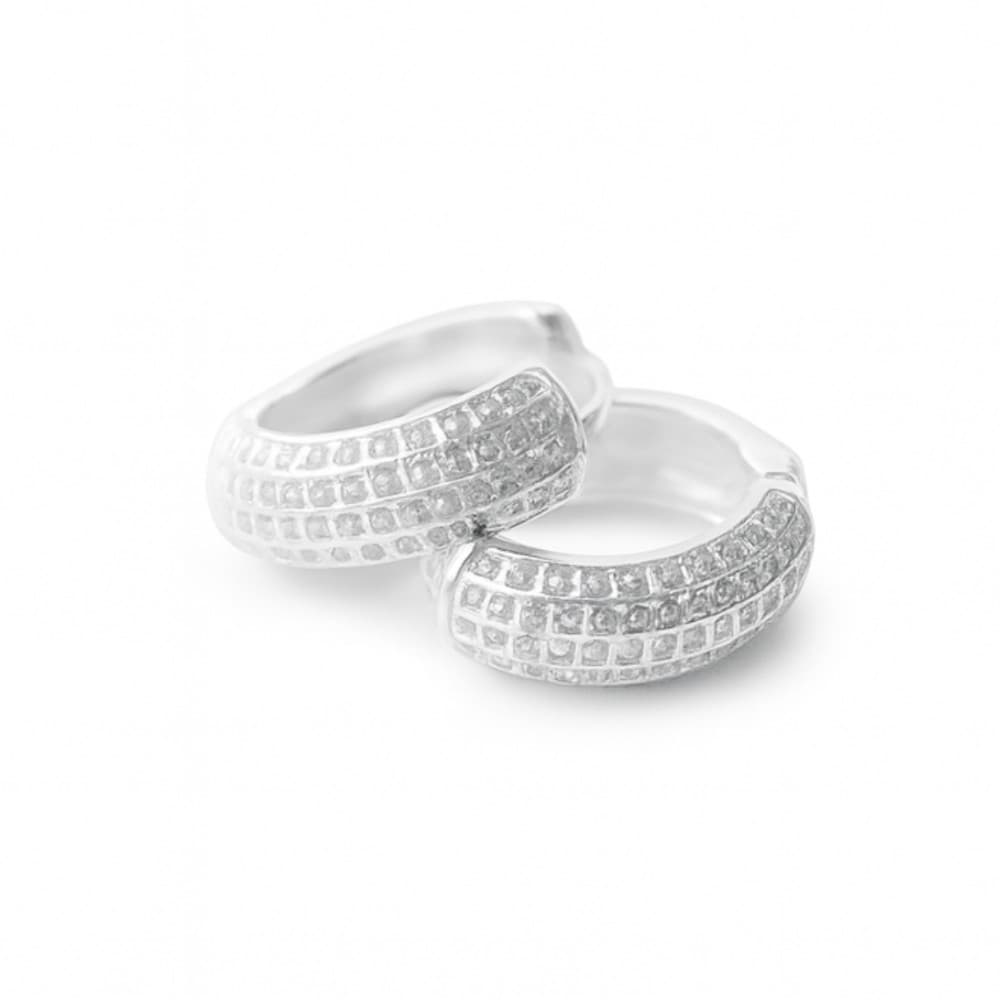 Brinco Argola Cravejada 5 linhas em Prata 925