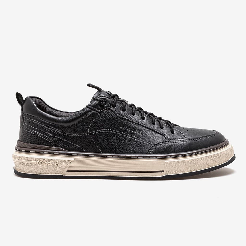 Tênis Masculino Democrata Foster Denim Original Casual Leve Couro Legítimo Elástico 640201