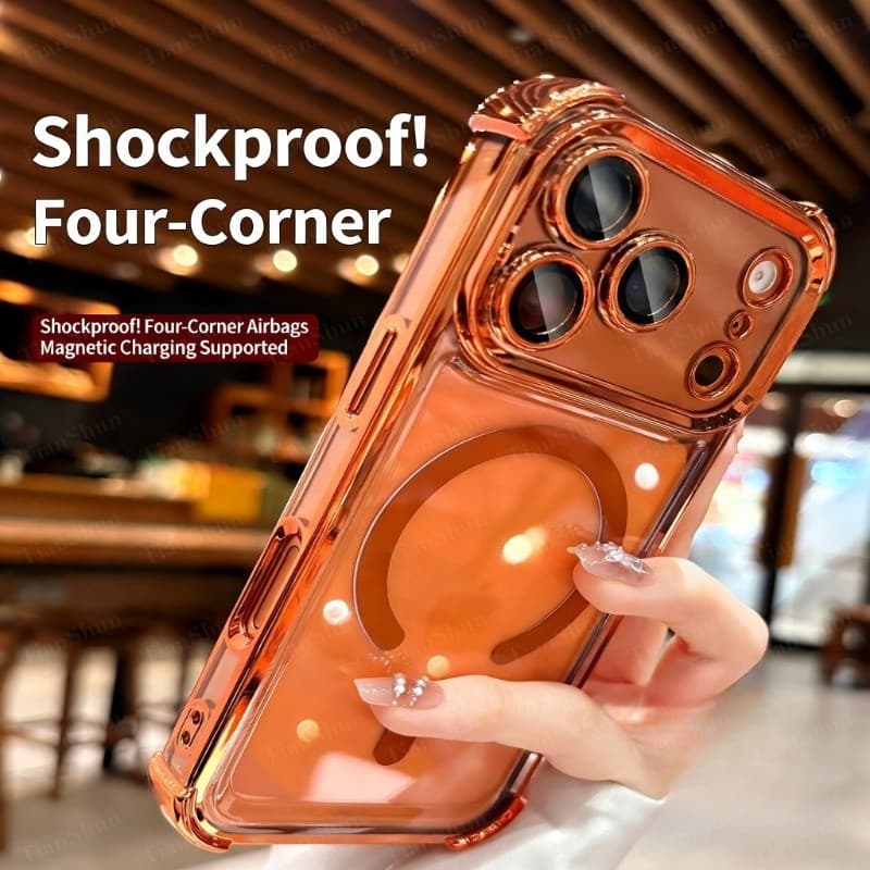 Capa De Telefone Magnética Anti-Queda De Quatro Cantos Com Revestimento 6D Compatível IPhone 17 12 13 14 15 16 Pro Max R