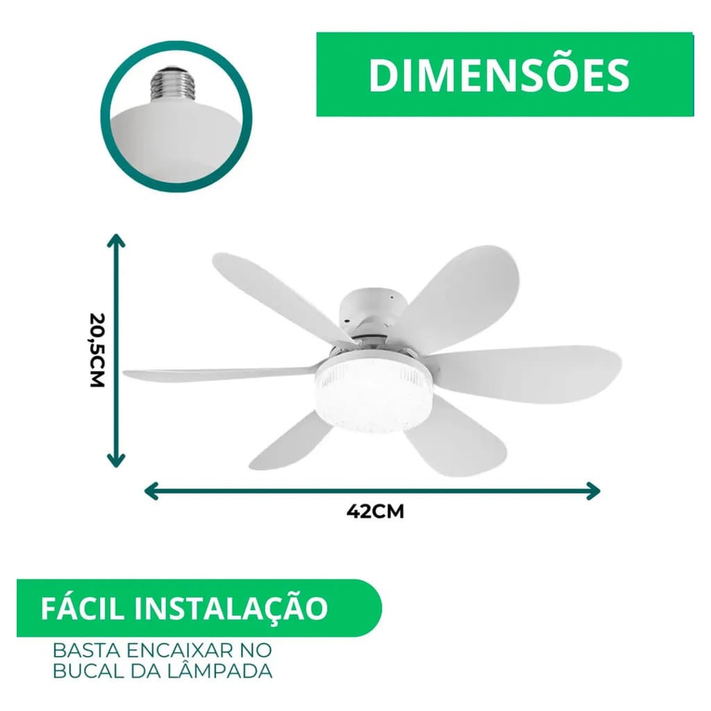 Ventilador De Teto Silencioso Econômico Com Luz Led Lâmpada Top Embutida 3 Cores Ajustáveis Modos Timer Controle Remoto
