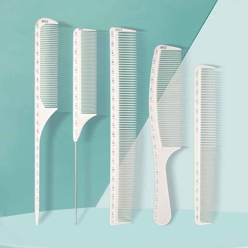 Escala pente de corte de cabelo dedicado profissional cabeleireiro pente de corte de cabelo com tamanho pente masculino