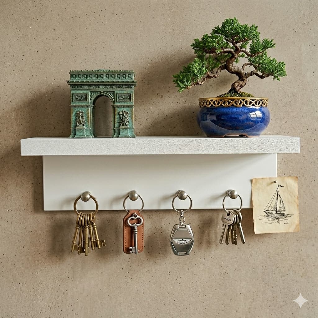 Porta Chaves De Parede Organizador Decoração Para Casa 25x9x9 100% MDF