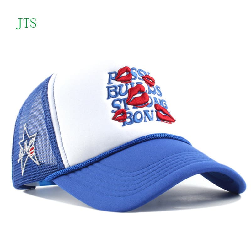 JTS Masculino Feminino Letras Bordadas Lábio Chapéus De Beisebol Guarda-Sol Respirável Caminhão Boné De Malha Ao Ar Livr