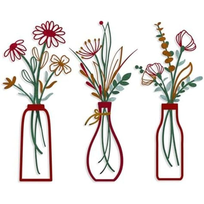 Pigort 3 Peças De Arte De Parede De Flores De Metal-Decoração Rústica De Fazenda Minimalista Para Sala De Estar , Banhei