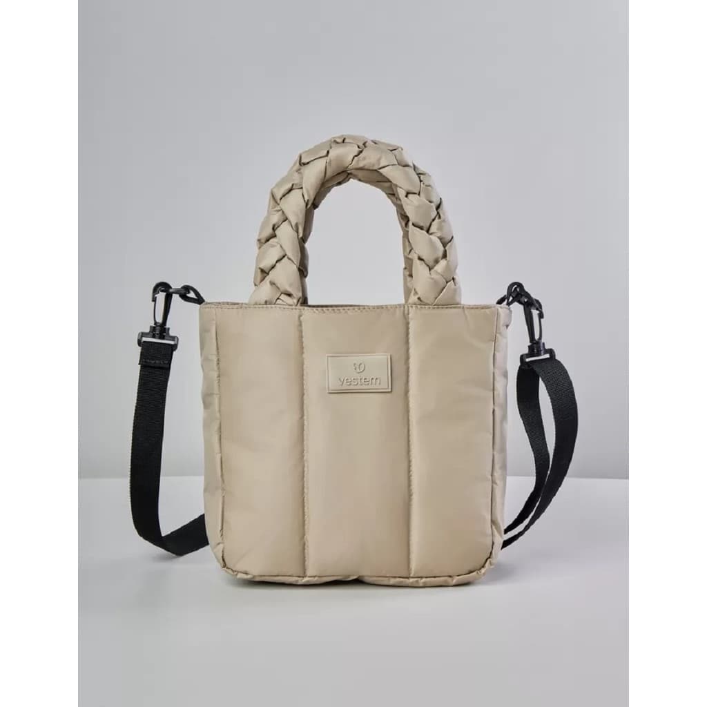 Mini Bolsa Trança Matelassê Bege Aveia