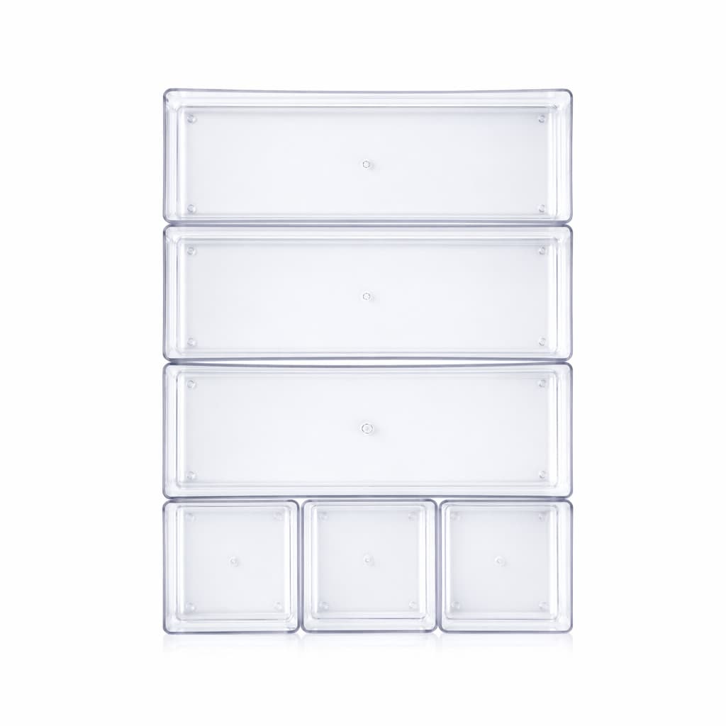Kit 06 Organizadores Gaveta Acrílico Cristal Modulável Premium