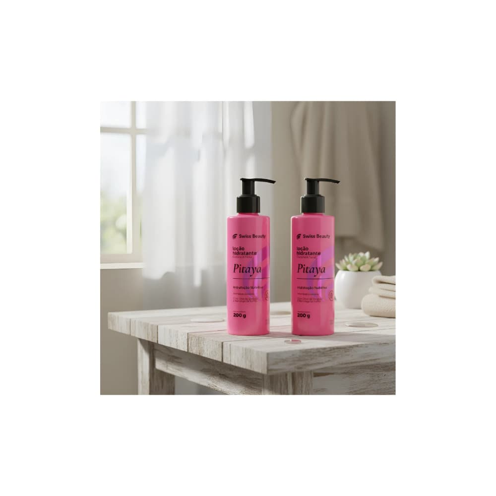Kit 2 Loção Hidratante Corpo e Rosto Pitaya Antiressecamento