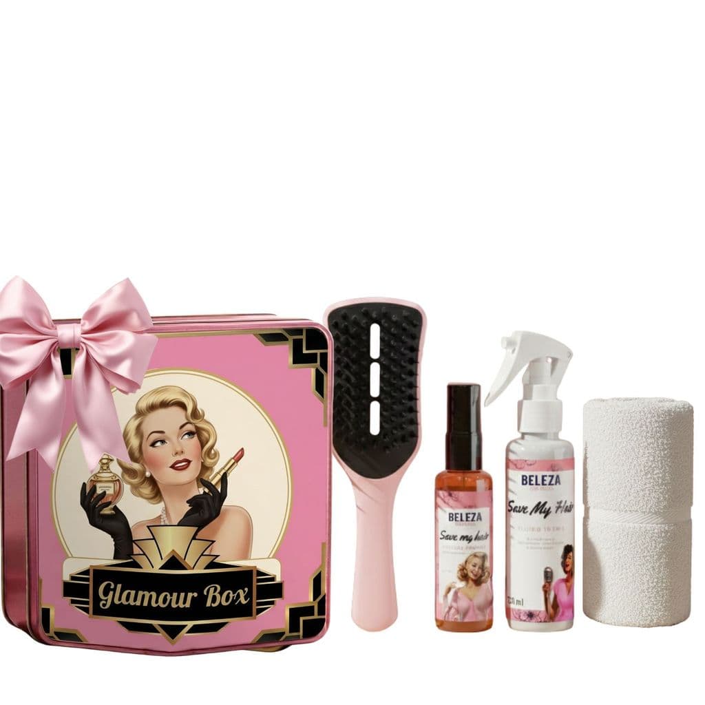 Kit presente Glamour Box Cabelo de Diva Beleza Express rosa