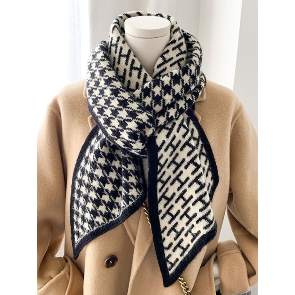 Original Houndstooth cachecol feminino outono inverno versão coreana All-Match ins na moda engrossado quente elegante pe