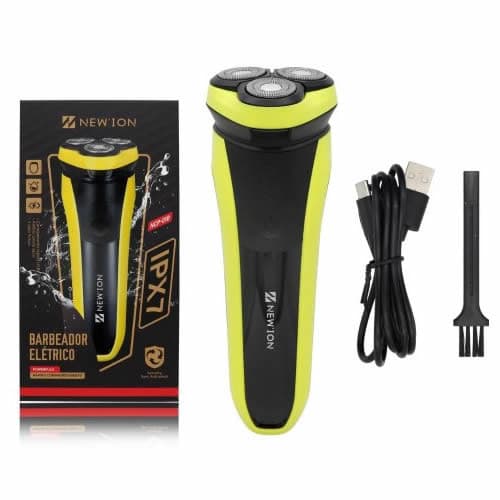 Barbeador Elétrico 3 lâminas New Ion IPX7 USB À Prova D’Água Sem Fio