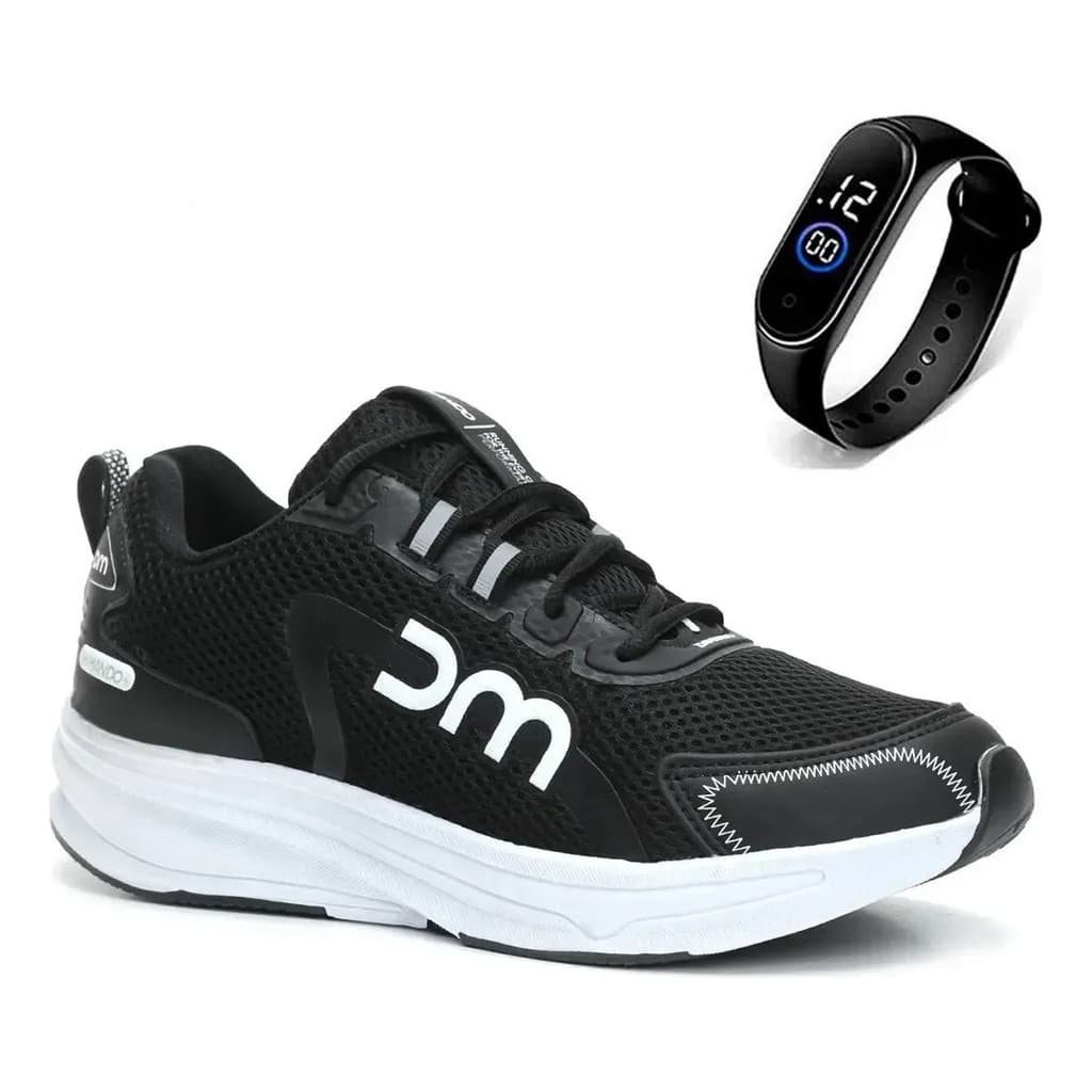 Tênis Unissex Airon Esportivo Leve Academia Caminhada + Relógio Digital