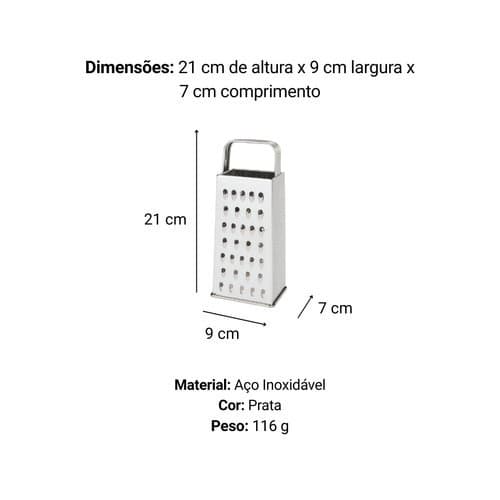 Ralador Multifuncional Inox 4 Faces Afiado Versatil 21 Centimetros