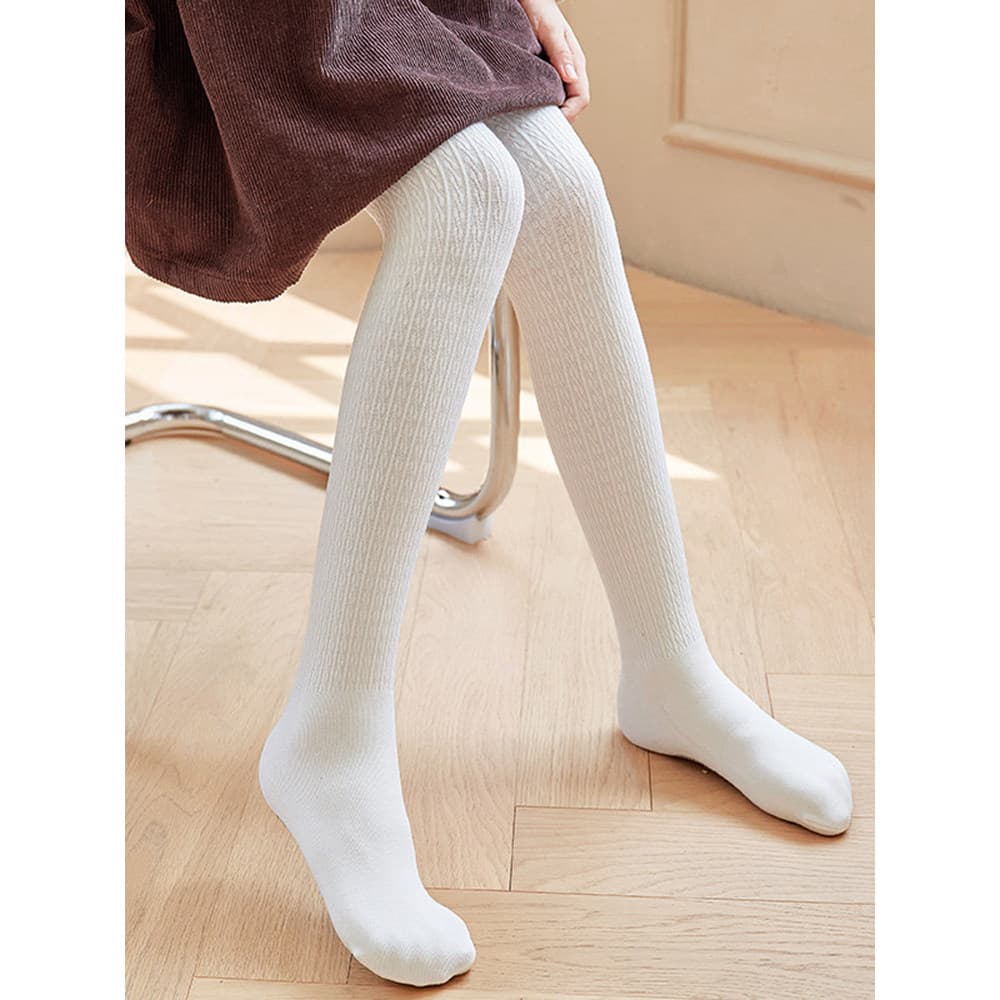Meia-calça infantil outono fino velo dança meia-calça Leggings para meninas estilo ocidental branco preto antiderrapante