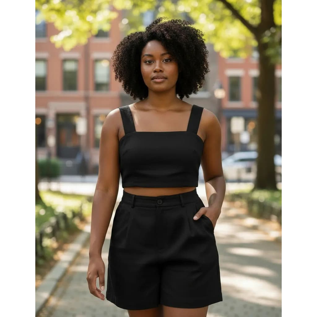 Conjunto Feminino Cropped Short Alfaiataria  Elegante