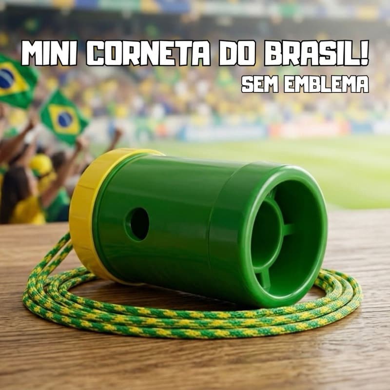 Kit 10 Cornetas Brasil com Cordão (SEM EMBLEMA) - Ideal para Família e Amigos