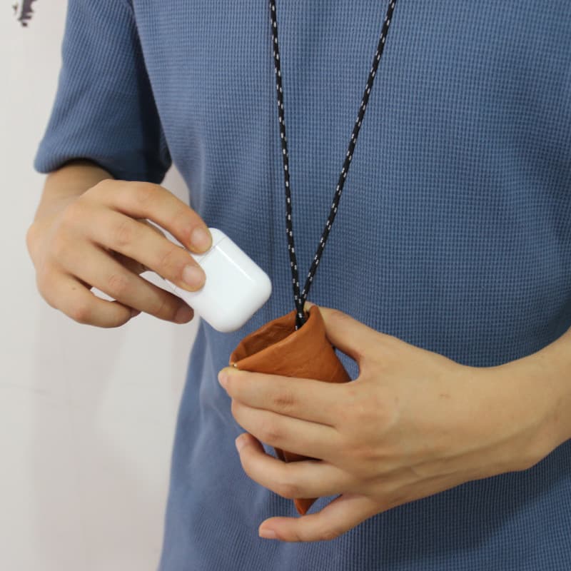 Saco de fone de ouvido Bluetooth pendurado pescoço tipo Apple airpods carregador saco de armazenamento Mini chave com fi