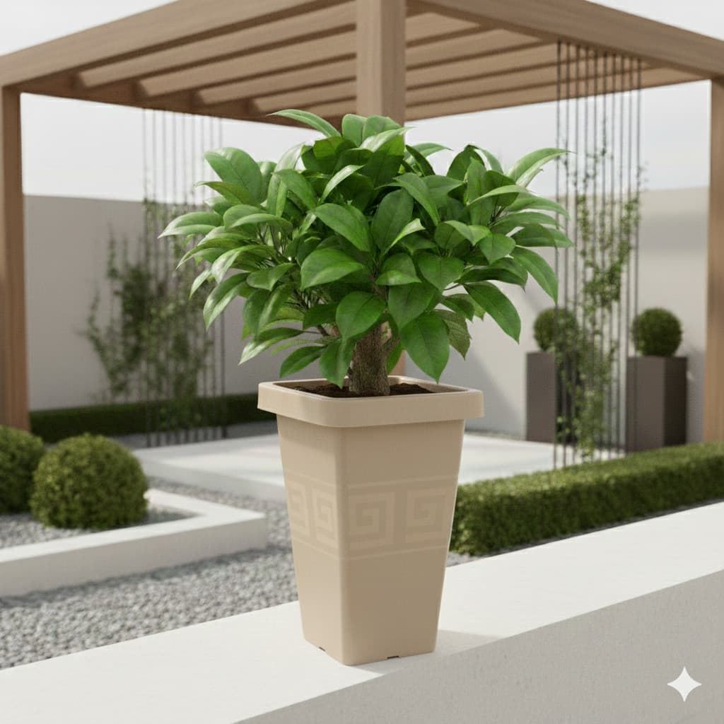 Vaso Plástico Coluna Quadrado 19,5 Litros Reforçado Design Grego Decoração Interna e Externa