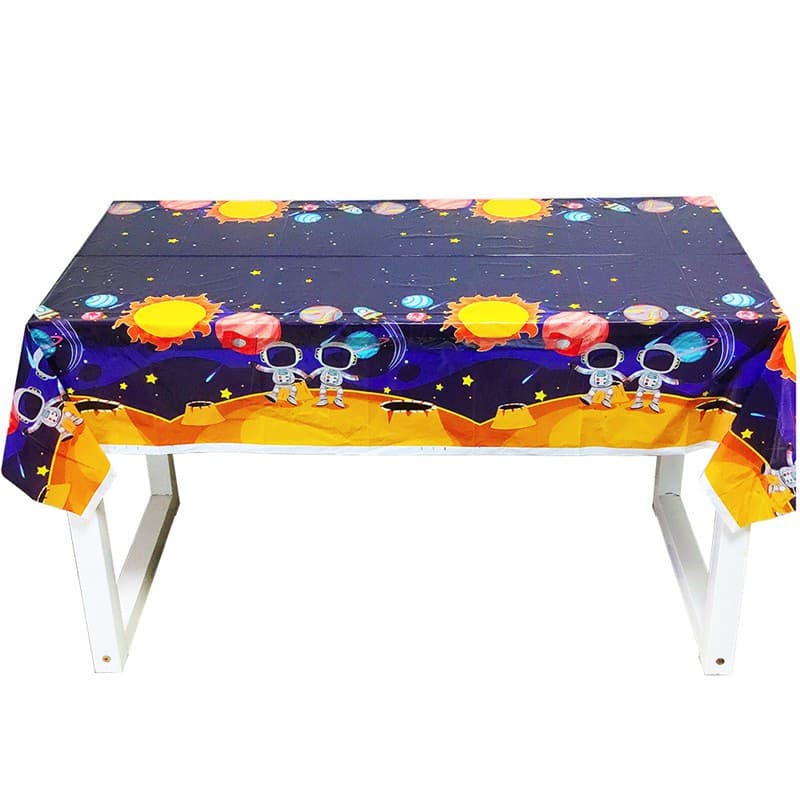 Toalha De Mesa Plástica Descartável Tema Espaço Astronauta Para Decoração De Mesa De Festa Tamanho 180x108cm