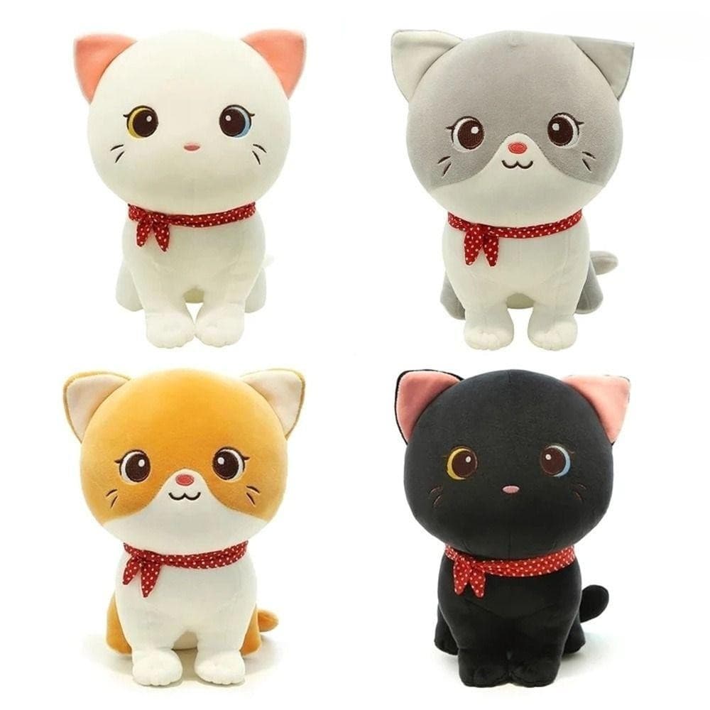 Brinquedo de pelúcia em forma de gato para dormir, para crianças, meninos e meninas, animal simulado.
