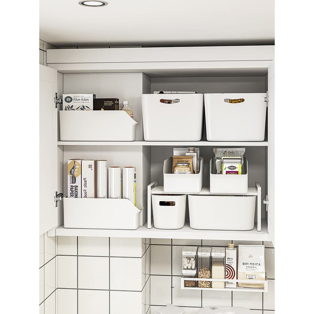 Yushi's Home Cabinet Caixa de armazenamento de plástico Cozinha Desktop Lanche Cesta de armazenamento Diversos Banheiro