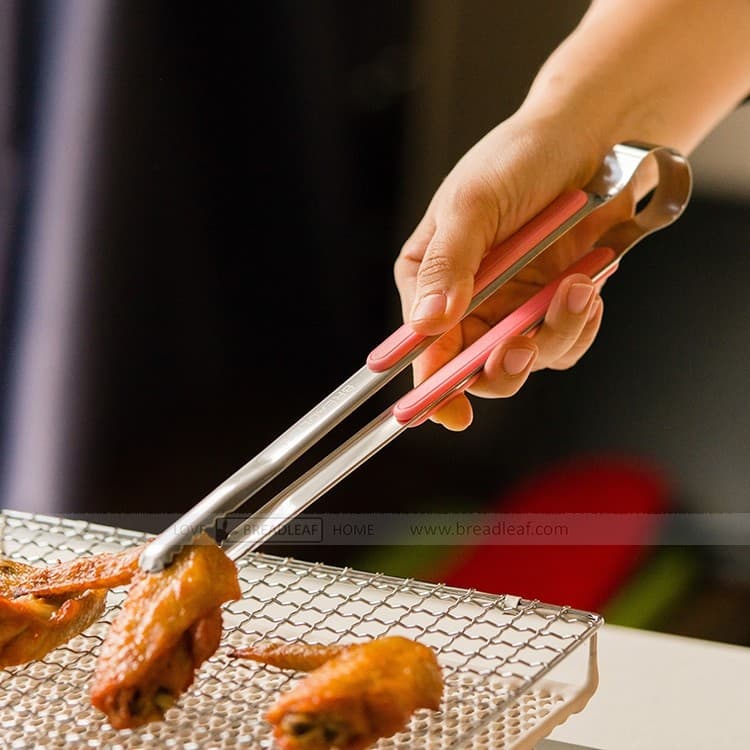 Pinça de churrasco de aço inoxidável rosa antiderrapante anti-escaldante comida de churrasco coreana T
