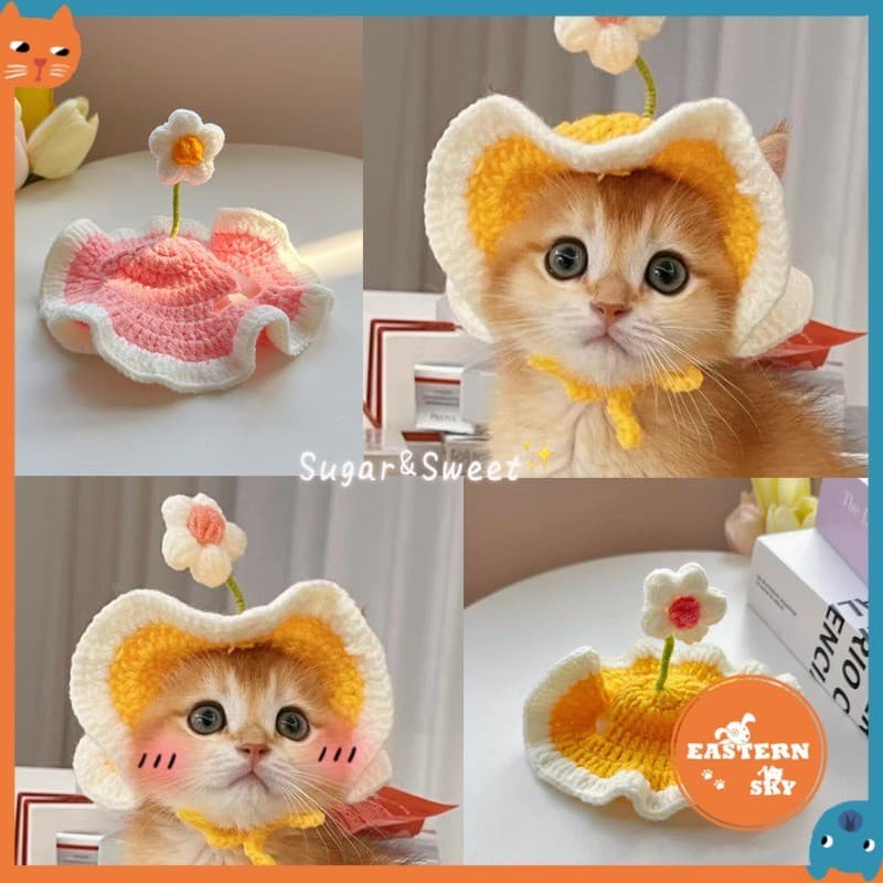 Chapéu De Malha De Gato Feito À Mão De Estimação Bonito Decoração