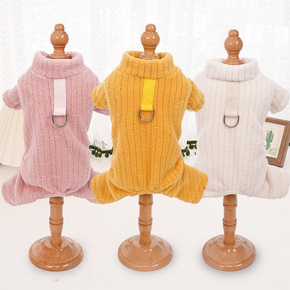 Cão Quatro Pernas Macacão Inverno Engrossado E Quente Roupas Para Animais De Estimação Flanela Pijamas Terno Teddy Gato