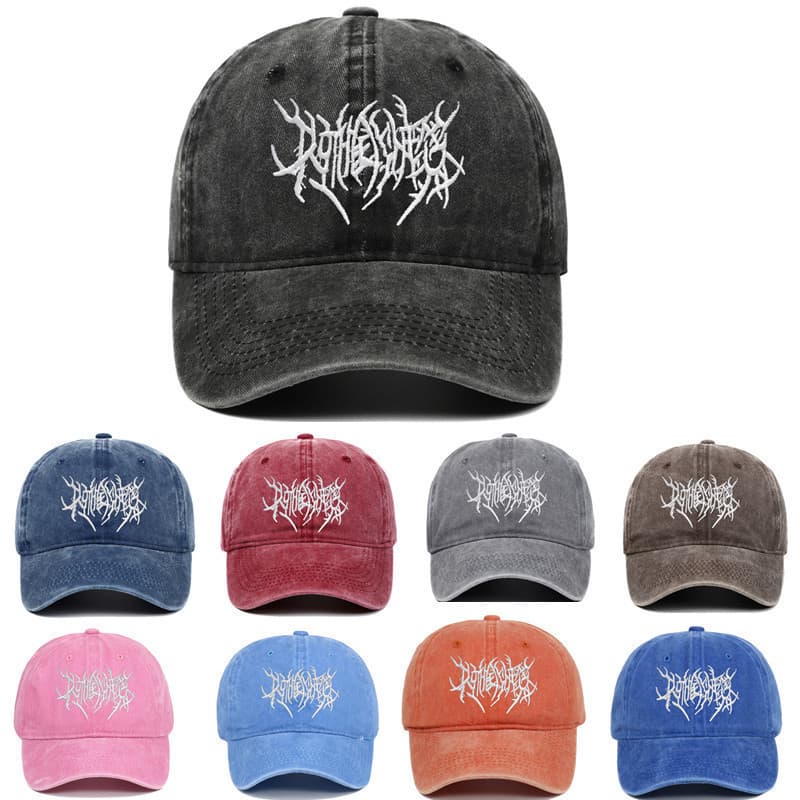 Boné de Beisebol de Moda Punk Street Bordado Esportes ao Ar Livre Y2K Preto Unissex