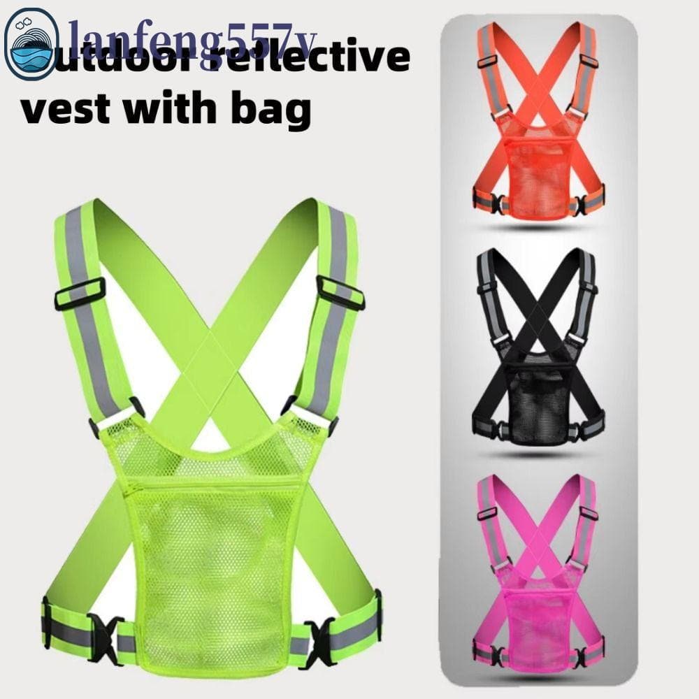Colete De Corrida Reflexivo LANFENG , Com Bolsa Para Telefone Ajustável Ciclismo , Segurança