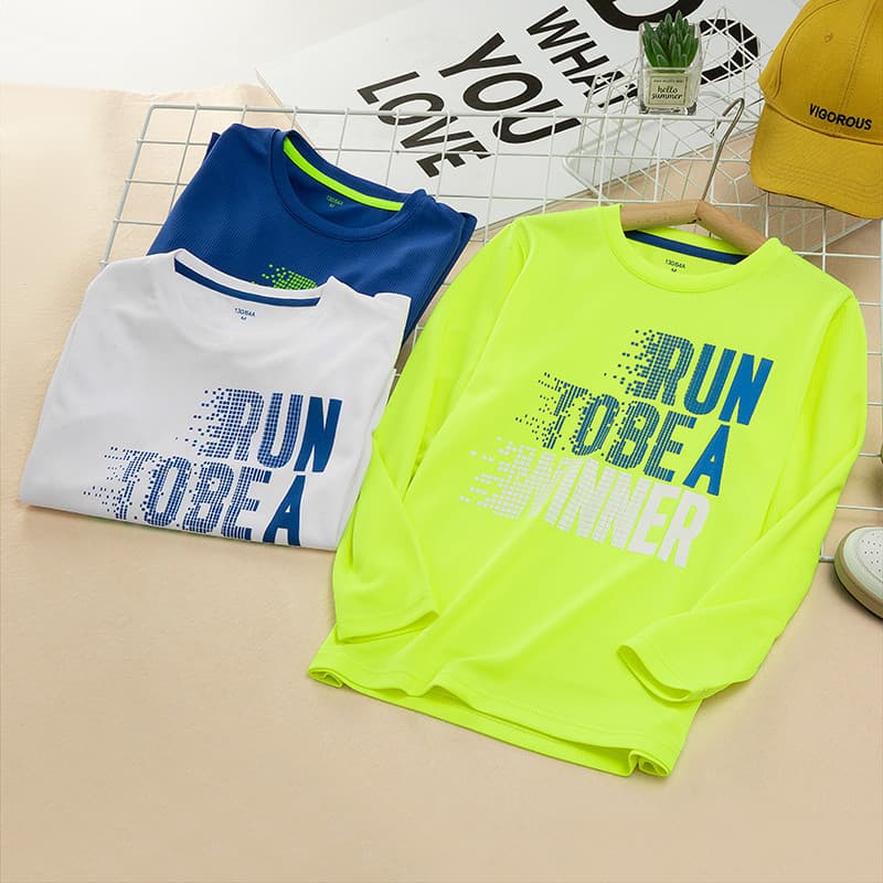 GILE meninos camisetas de manga comprida grandes crianças roupas masculinas moda verão fino de secagem rápida topos roup