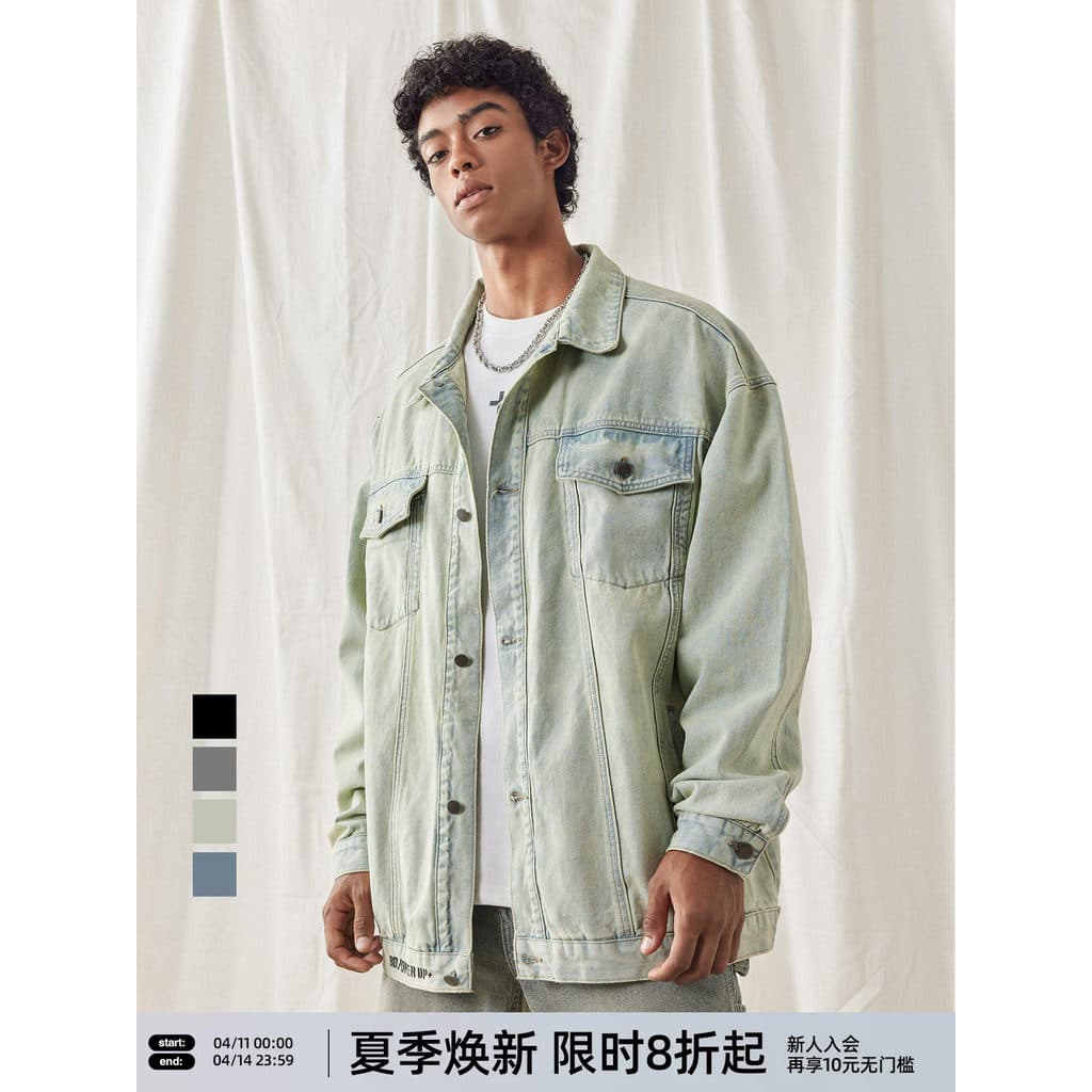 Bd Jaqueta jeans de lapela americana masculina simples estampada Fitness jaqueta esportiva masculina solta