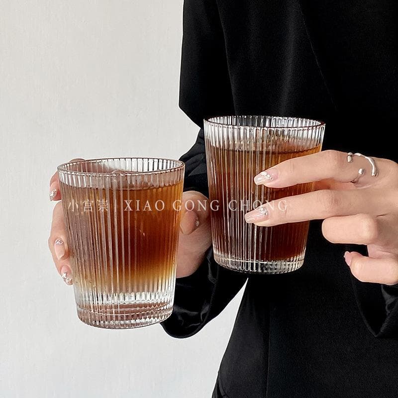 Japonês Retro simples listrado vidro ins xícara de chá copo de suco xícara de café copo de leite copo de vinho