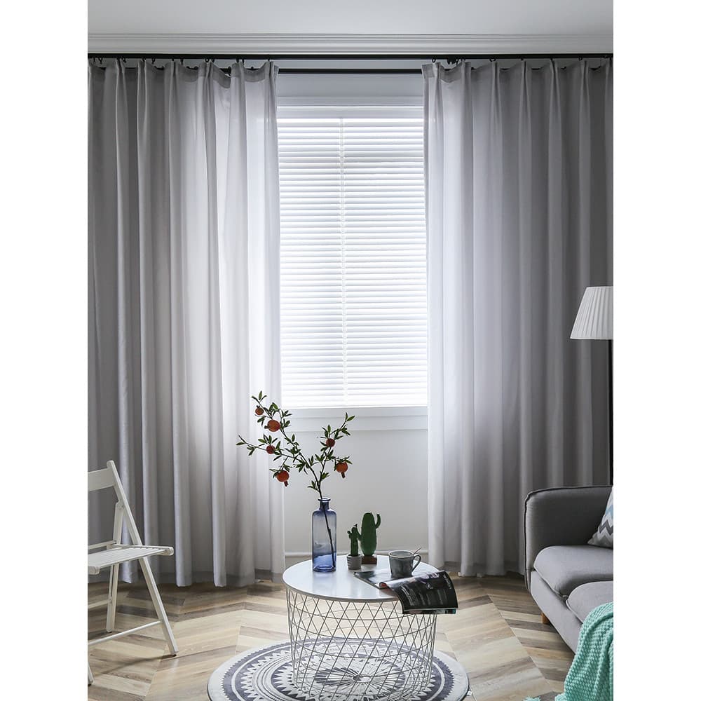 Cortina de gaze cinza de cor sólida de chiffon Tencel Semi-transparente cortina de areia impermeável cortina de sala de